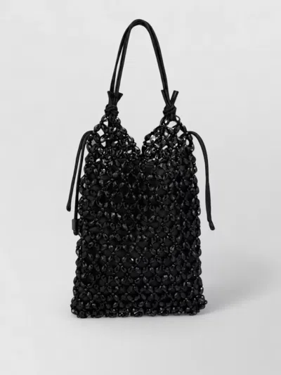 Staud Beach Bag Adjustable Straps Beaded Eco Friendly In Black