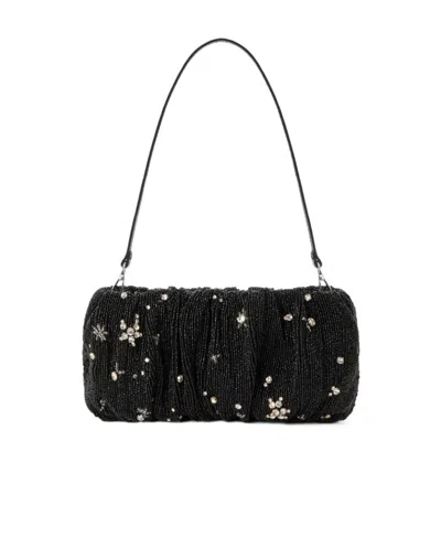 Staud Bead-embellished Zipped Shoulder Bag In Black