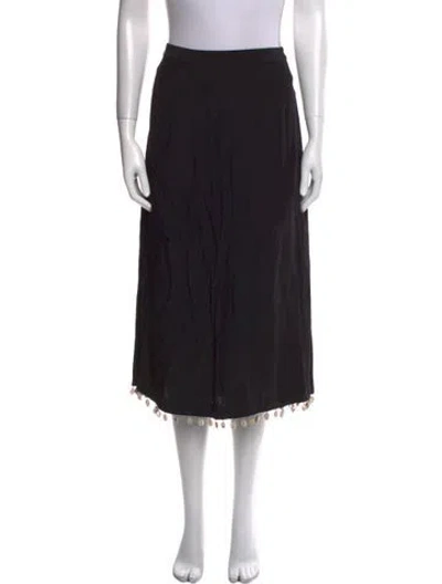 Pre-owned Staud Beaded Accents Midi Length Skirt In Black