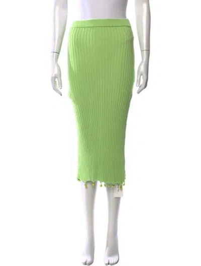 Pre-owned Staud Beaded Accents Midi Length Skirt In Green