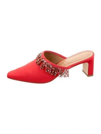 Pre-owned Staud Beaded Accents Mules In Red