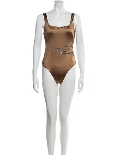 Pre-owned Staud Beaded Accents One-piece W/ Tags In Brown