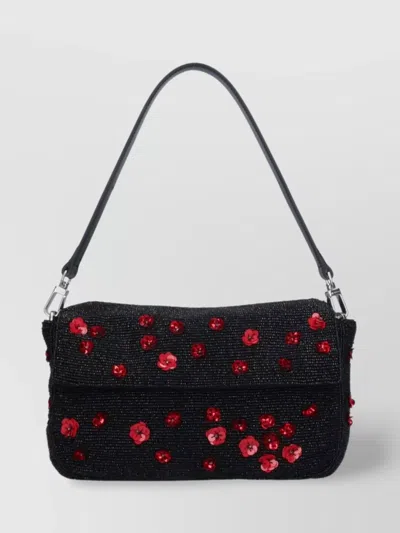 STAUD BEADED FLORAL SHOULDER BAG STRAP ADJUSTABLE