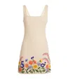 Staud Le Sable Bead-embellished Mesh Mini Dress In White