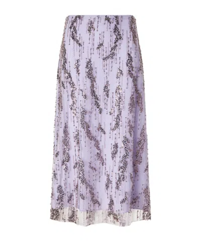 Staud Beaded Midi Skirt In Purple