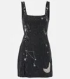 Staud Mini Dress With Constellation Pattern And Slit In Black