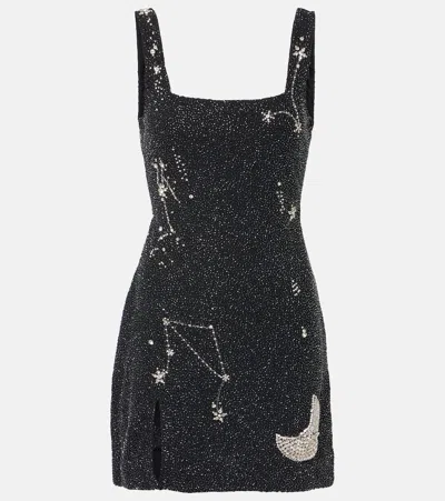 Staud Mini Dress With Constellation Pattern And Slit In Black