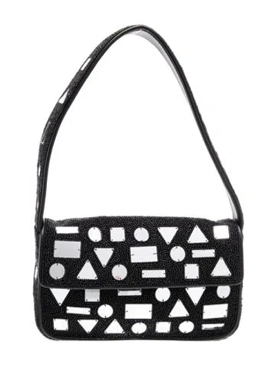 Pre-owned Staud Beaded Mirror Bag In Black