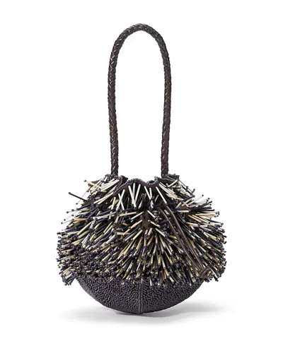 Staud Beaded Porcupine Shoulder Bag In Brown