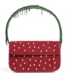 Staud Beaded Strawberry Tommy Shoulder Bag In Red