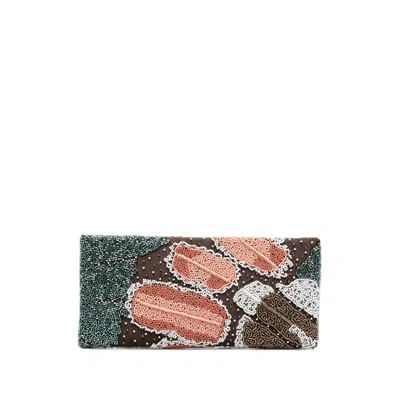 Staud Bead-embellished Butterfly-pattern Clutch Bag In Brown