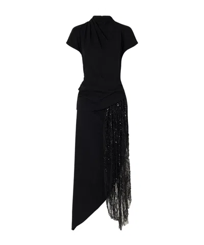 Staud Effie Sequin-embellished Fringed Maxi Dress In Purple