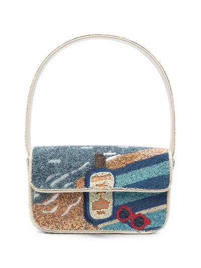 Staud Bead-embellished Tommy Shoulder Bag In Blue