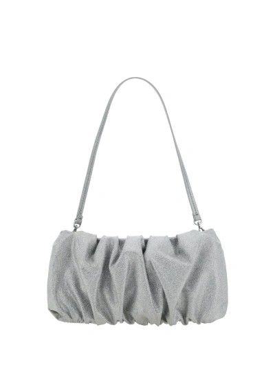 Staud Bean Ruched Convertible Shoulder Bag In Silver
