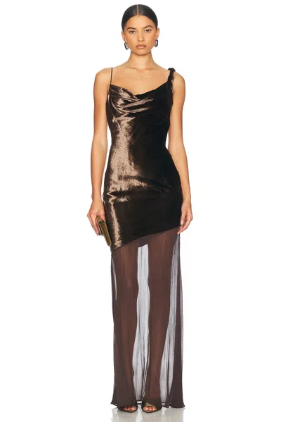 Staud Beaton Maxi Dress In Dark Chocolate In Brown