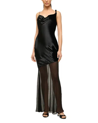 Staud Beaton Velvet Mixed Media Dress In Black
