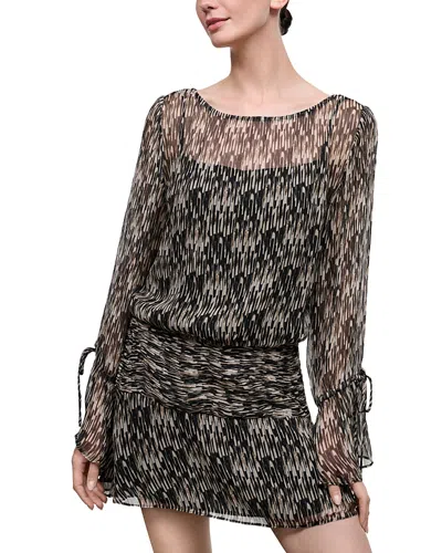 Staud Beatrix Printed Mini Dress In Black