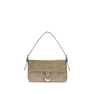 Staud Beige Calf Leather Bos Taurus Shoulder Bag In Nude