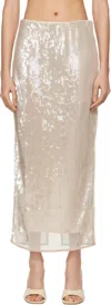 Staud Casey Sequined Midi Skirt In Moon In Moon Moon