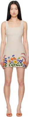 Staud Le Sable Bead-embellished Mesh Mini Dress In Sedh Seed Shop