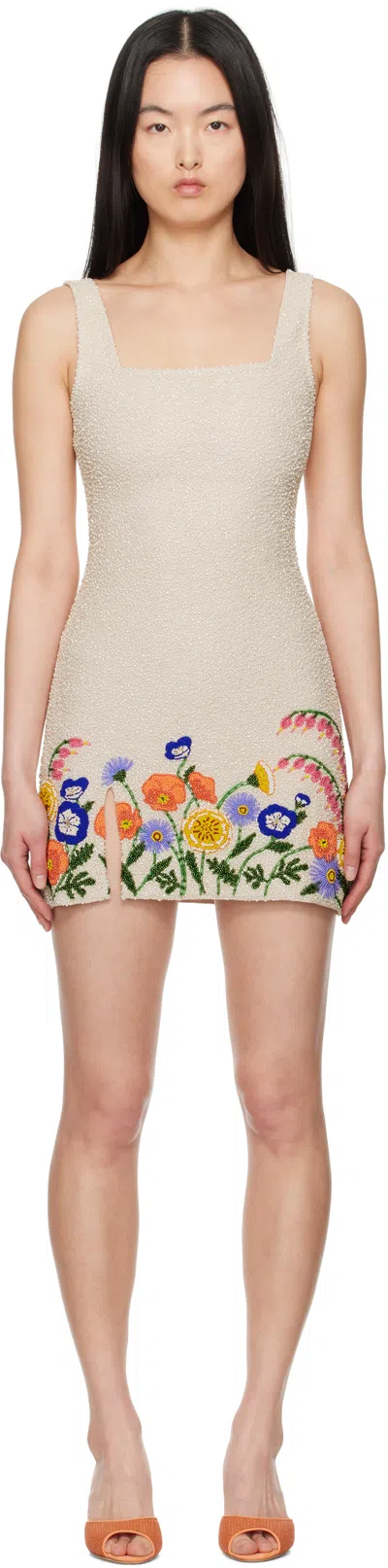 Staud Le Sable Bead-embellished Mesh Mini Dress In Sedh Seed Shop