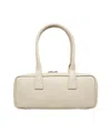 Staud Beige Leather Shoulder Bag With Embossed Logo In Neutrals