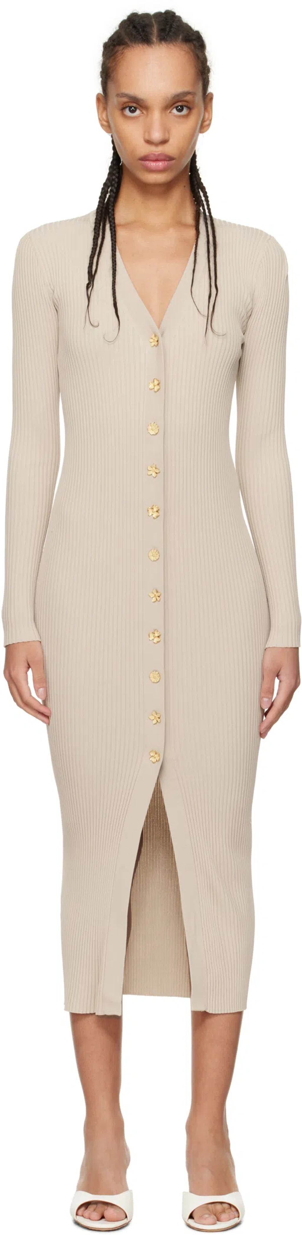 Staud Beige Shoko Sweater Midi Dress In Stne Stone | ModeSens