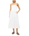 Staud Bella Womens Boning Poplin Midi Dress In White