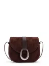 Staud Bella Saddle Suede Crossbody Bag In Brown