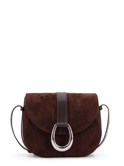 Staud Bella Saddle Suede Crossbody Bag In Brown