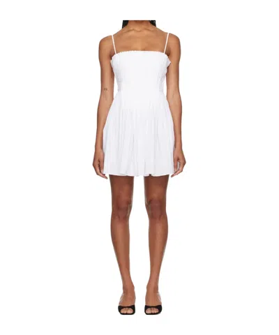 Staud Bella Square Neck Mini Dress In White