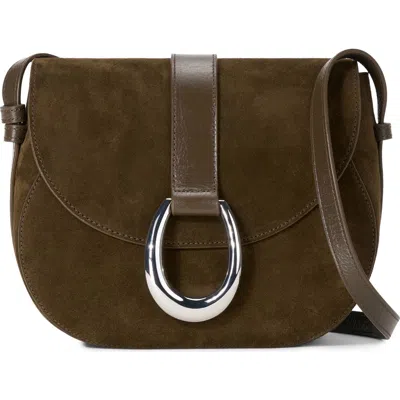 Staud Bella Suede Saddle Crossbody Bag In Brown
