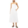 Staud Bella Womens Boning Poplin Midi Dress In White