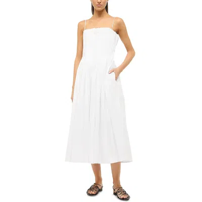 STAUD BELLA WOMENS BONING POPLIN MIDI DRESS