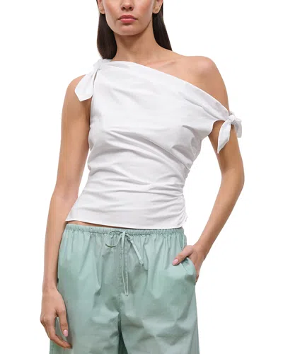 Staud Bellaria One Shoulder Stretch Cotton Top In White