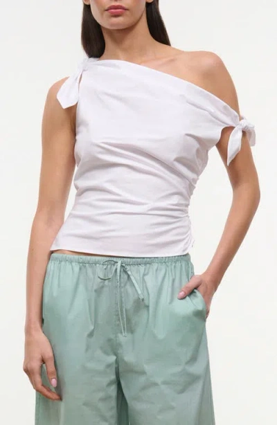 Staud Bellaria One Shoulder Stretch Cotton Top In White