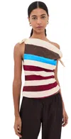 Staud Bellaria Top Caffe Stripe In Multi