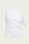 Staud Bellaria One Shoulder Stretch Cotton Top In White