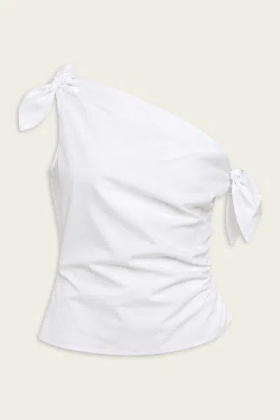 Staud Bellaria One Shoulder Stretch Cotton Top In White