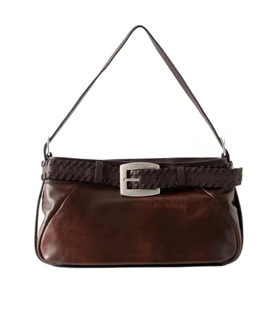 Staud Belted Leather Shoulder Bag In Brown