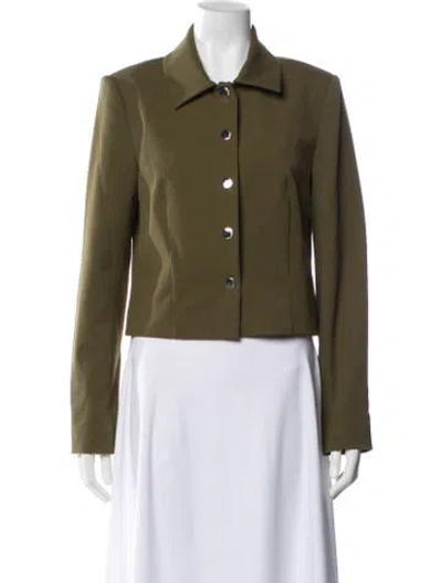 Pre-owned Staud Biker Jacket In Green