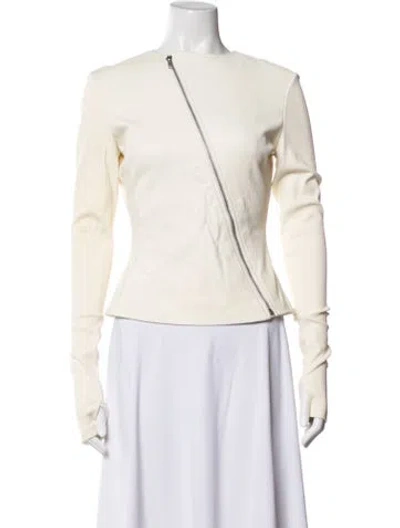 Pre-owned Staud Biker Jacket In Neutrals
