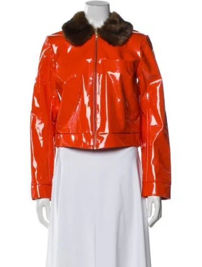 Pre-owned Staud Biker Jacket In Orange