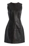 Staud Binx Distressed Leather Mini Dress In Multi