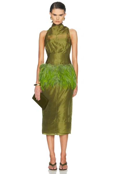 Staud Bisou Silk Dress In Pear