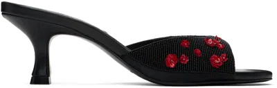 Staud Brigitte Embellished Satin Mules In Black