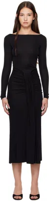 Staud Black Gres Midi Dress In Blk Black