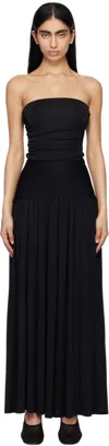 Staud Scarlett Strapless Midi Dress In Blk Black