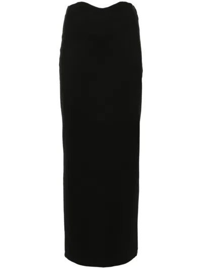 STAUD STAUD BLACK STRETCH-DESIGN JERSEY LOGO SKIRT