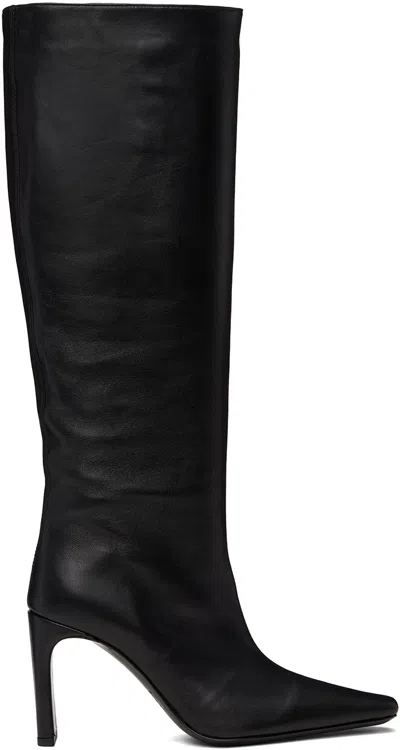 Staud Black Wally High Heel Tall Boots In Blk Black